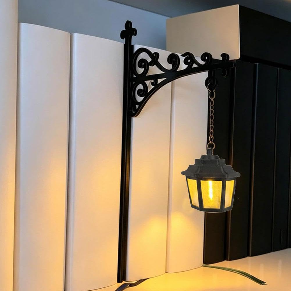 Library Lantern-Decorative Bookshelf Lighting, Warm LED Nightlight, Miniature Shelf Light, Vintage Wooden Bookcase Lamp, Reading Nook Literary Decor, Home Desk Hanging Ornament