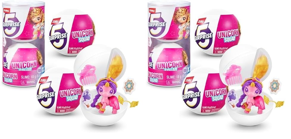 5 Surprise Unicorn Squad Series 7 Magic Color Change, 2 Pack Miniature Figures, Unicorns With Accessories And Slime For Unicorn Fans