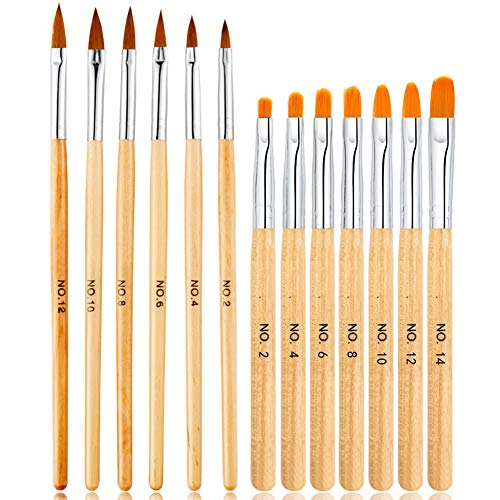 DANNEASY 13Pcs UV Gel Acrylic Nail Art Brush Set Wooden Nail Painting Pen Make Up Dipping Powder Manicure Design Tools