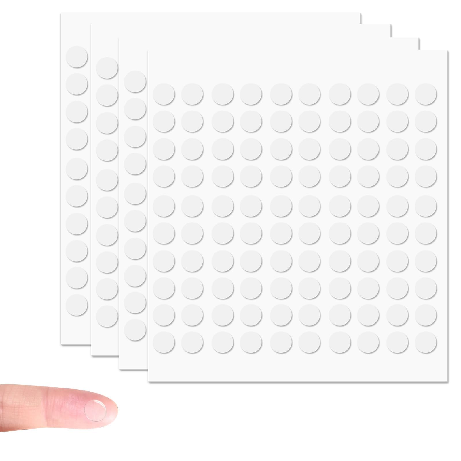Pastille Double Face Transparent 10 mm 400 Pièces Adhésif Autocollant Rond