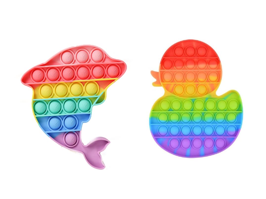 Aferlite Combo of Push Pop Game Fidget Toy, Silicone Rainbow Board Bubble Popper Fidget Sensory Toys for Child, Interactive Stress Relief Toy Gifts for Kid Adult (Duck , Dolphin) (B0B1VHNL36) Amazon Price History, Amazon Price Tracker