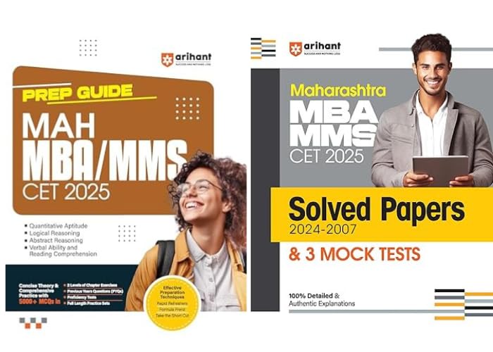 Arihant MAH MBA/MMS CET 2025 PREP Guide + Solved Papers 2024-2007 and 3 Mock Tests Combo (Set of 2 Books)- 100% Detailed & Authentic Explainations | Latest Edition for 2025 Examination