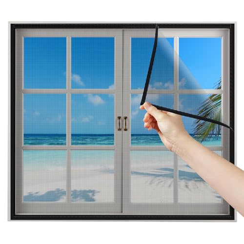 Moskitonetz Fenster zum Schieben 90x100cm Schwarz Insektenschutzrollo Insektenschutz mit Rollo Dachfenster