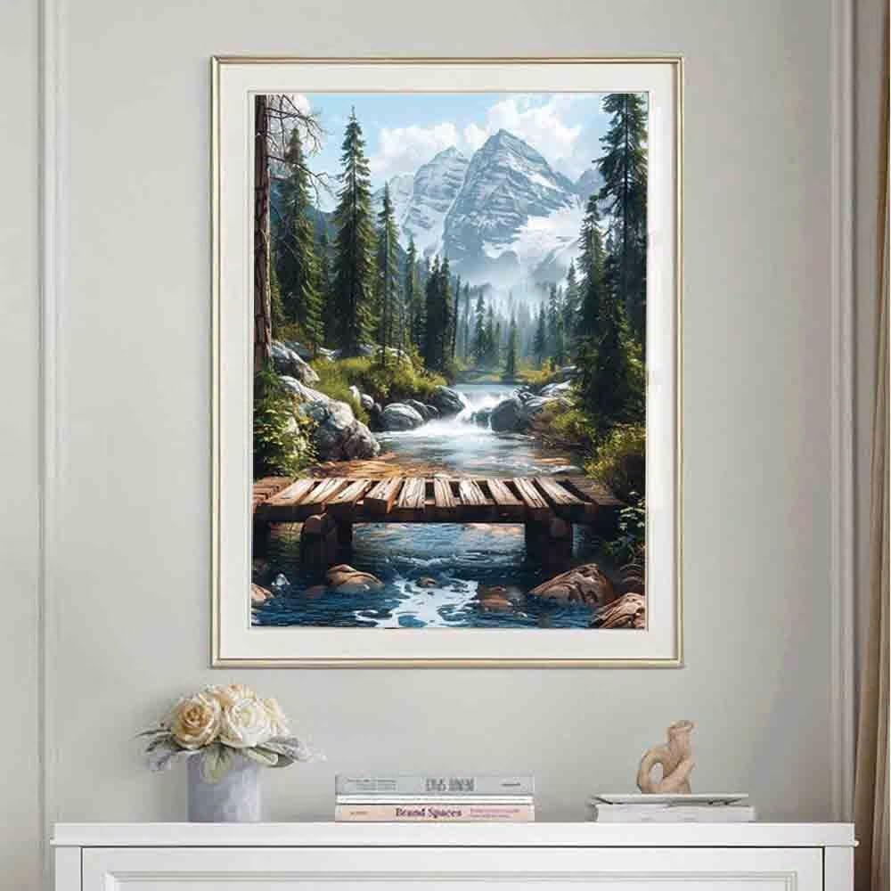 Kit Diamond Painting 30x40cm - Piccola Casa Sotto Montagna Innevata, Con Diamanti 5D E Attrezzi - Foto 10