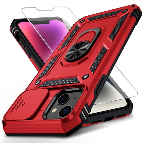 Coque iPhone 14 Plus rouge avec protection objectif et protège-écran HD