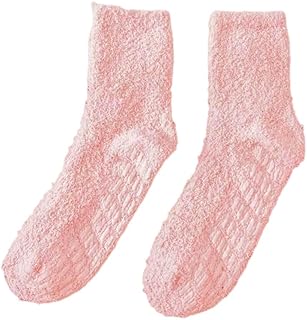 1 par de calcetines de poliéster para mujer, lavables, elegantes, de Color sólido, térmicos, antideslizantes, de repuesto para invierno y otoño, calcetines de suelo para niñas, Rosado