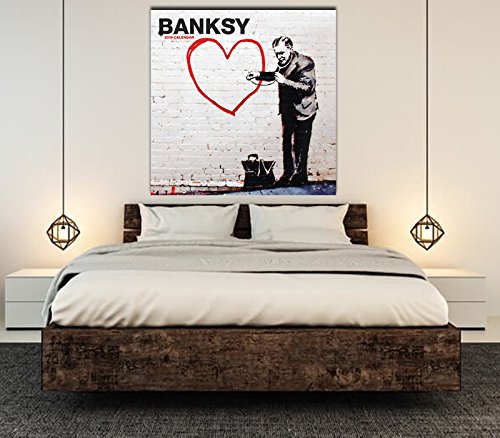 Giallobus - Schilderij - Afdrukken op Canvas - Banksy - Dokter Hart - 100 X 100 Cm - Afbeelding 3