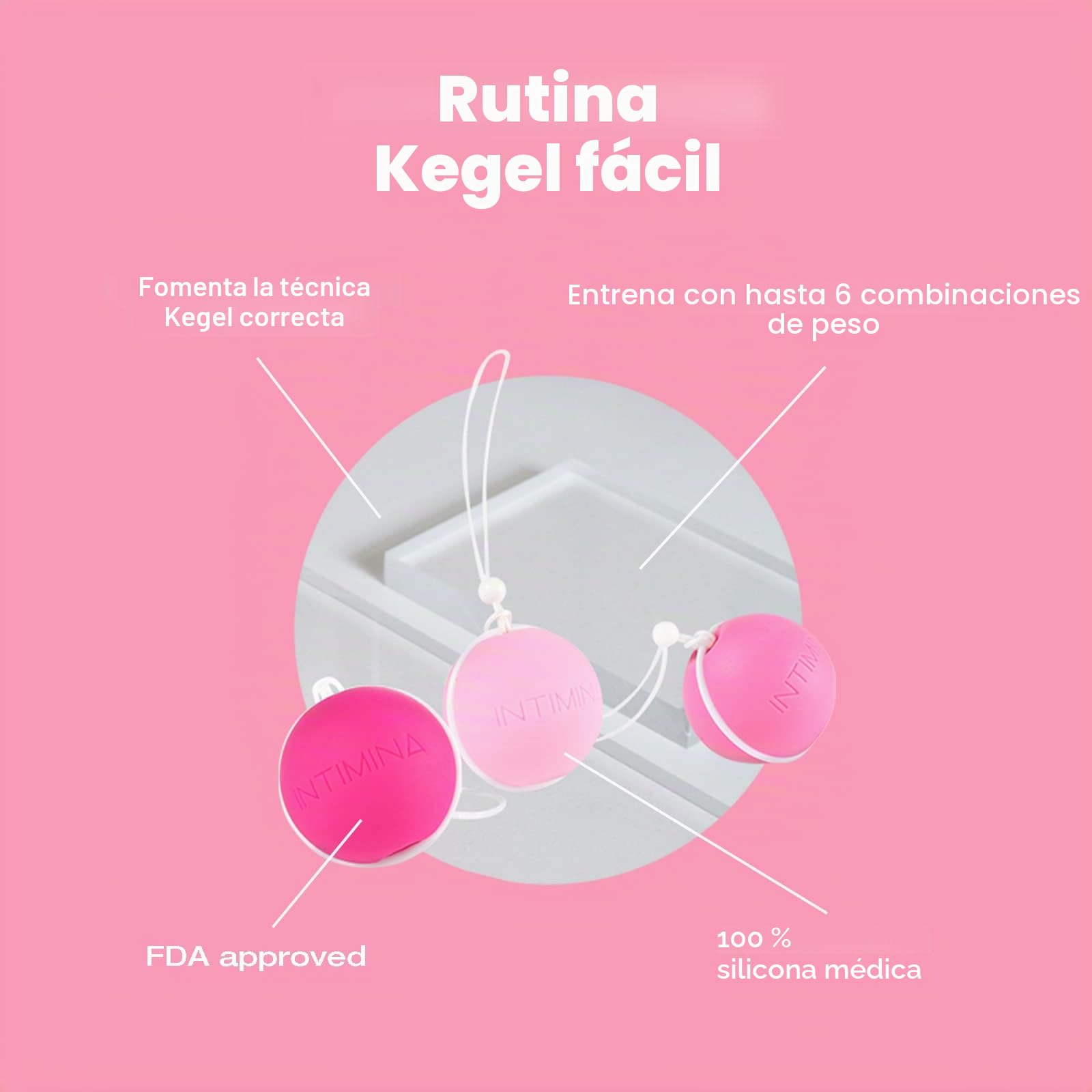 INTIMINA Bolas Chinas Laselle - Set de Ejercitadores con Peso Laselle de Intimina, 3 Pesos para el Suelo Pélvico para Mujeres (28, 38 y 48 g)