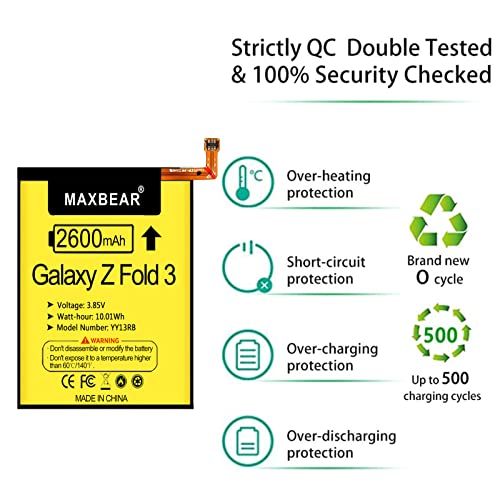 Image of MAXBEAR Galaxy Z Fold 3 Battery, (Upgraded) 2600mAh 3.85V Replacement Battery EB-BF926ABY for Samsung Galaxy Z Fold 3 5G F926U with Repair Tool Kit