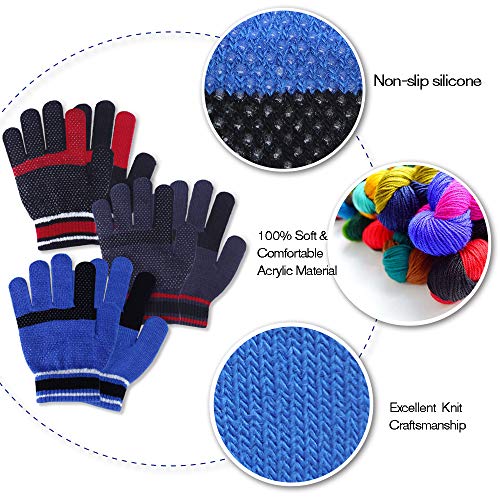MIG4U Kid's Winter Gloves Warm Magic Stretch Knitted Glove for Children Teens Boys 3/6 pairs2