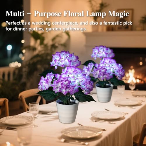 Image of Purple Hydrangea Flower Table Lamp Decor Gifts for Women Birthday
