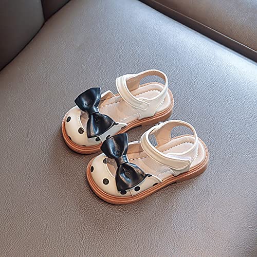 Toddler Girls Sandals Polka Dot Decorated Closed Toe Open Toe Heel Sandals Bow Princess Shoes Girls Sandles Size 2.53