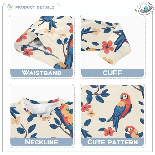 JUNZAN Cartoon Funny Macaw Neutral Kids Boys Hooded Sweatshirt Long Sleeve Fall Tops Shirts Party 4T3