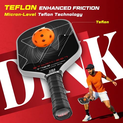 Image of USAPA Approved 6-Layer Construction T700 Carbon Fiber Pickleball Paddle, 16mm Thermoformed Pickleball Racket with High Spin & Extended Grip, Professional Pickleball Paddle for Control and Power