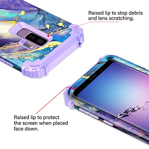 Rancase For Galaxy S9 Plus Case,Three Layer Heavy Duty Shockproof Protection Hard Plastic Bumper +Soft Silicone Rubber Protective Case For Samsung Galaxy S9 Plus,Purple #TOP3