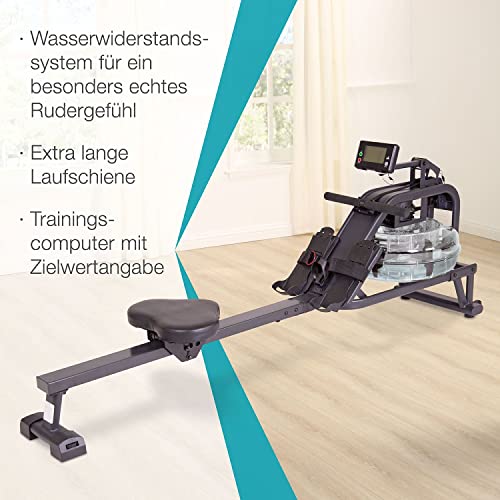 maxVitalis Wasser-Rudergerät: Ruderzugmaschine mit Wasserwiderstand, Rower für zuhause, platzsparend und authentisches… – Bild 3