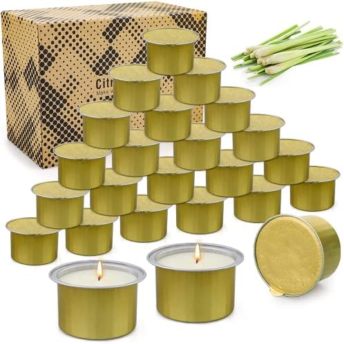 24 Pack Citronella Candles Outdoor, 240H Burning for Natural Soy Candle, Citronella Candle, Portable Camping Candles Set for Patio Garden Balcony BBQ, Gifts for Summer