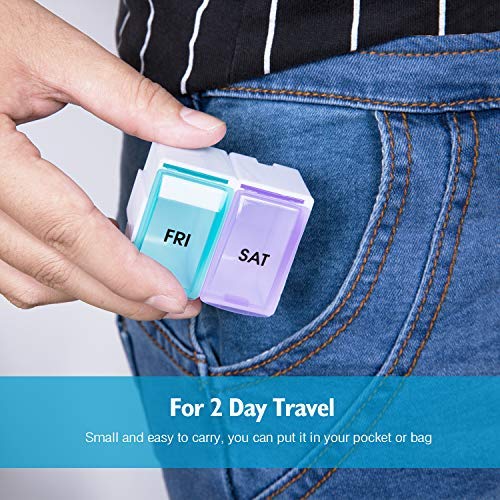 Motech Versatile 7 Day Rainbow Detachable Travel Pill Organizer Weekly Vacation Medicine Planner Portable Colored Daily Medication Box for Vitamins Fish Oil Supplements