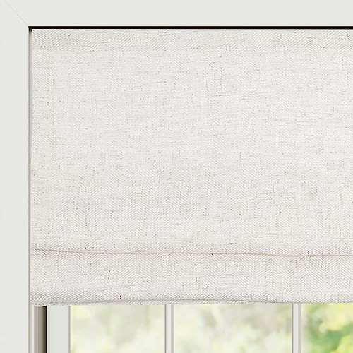 Cordless Linen Roman Shades, Premium Blackout Roman Window Shades, Custom Washable Fabric Roman...