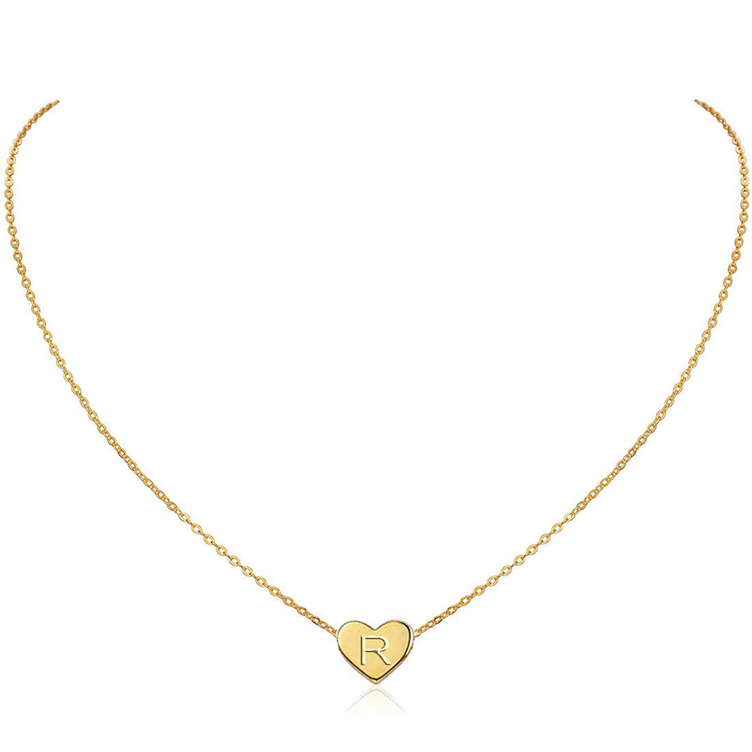 Glimmerst Heart Initial Necklace, 18K Gold Plated Stainless Steel Tiny Heart Letter R Necklace Dainty Small Lovely Heart Pendant Personalized Name Necklace for Women Girls (B07SZQKSR1) Amazon Price History, Amazon Price Tracker