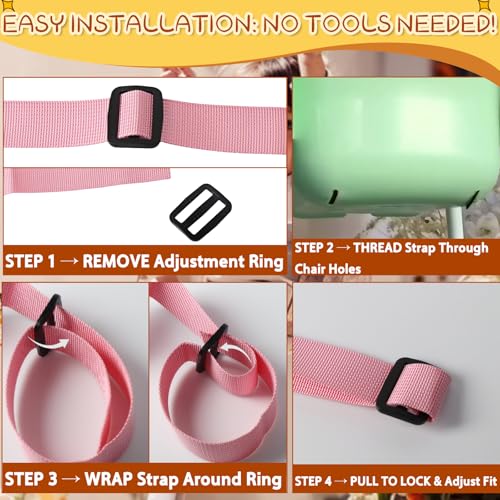 Image of 2 Pcs Black & Pink High Chair Straps, 5 Point Harness Seat Belt for High Chair, Safety Strap Belt for Child Protection, Adjustable and Durable