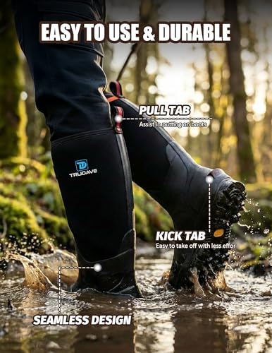 Image of Trudave Rubber Boots for Men, Waterproof Rain Boots with Steel Shank & Reinforced Shell, 5mm Neoprene Insulated Knee Mud Boots for Outdoor Work Hunting Farming Fishing