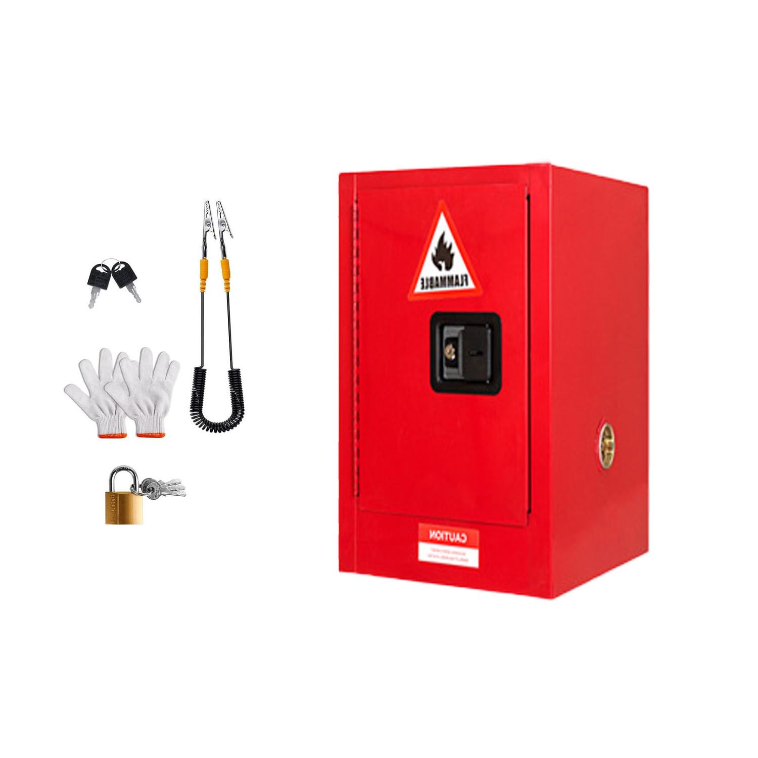 Jxyq Red Flammable Safety Cabinet For Combustible Liquid Storage, Fireproof Steel Construction, Lockable Design, Adjustable Shelf
