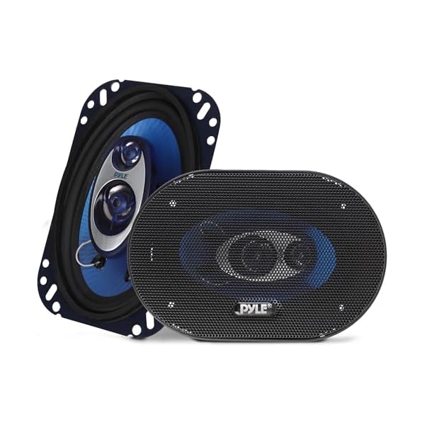 Pyle 4” x 6” Three Way Sound Speaker System – Pro Mid Range Triaxial Loud Audio 240 Watt per Pair w/ 4 Ohm Impedance and 3/4” Piezo Tweeter for Car Component Stereo PL463BL