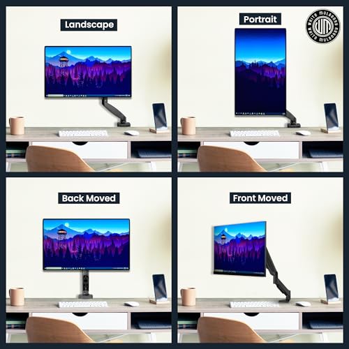 Image of White Mulberry |DIY| Economical Gas Spring Monitor Arm | Desk Mounted Monitor Stand for 15-32 Inch Monitors |9Kg Screen Capacity|VESA 75X75&100X100| Adjustable Metal Desk Monitor Mount-(Single Screen)