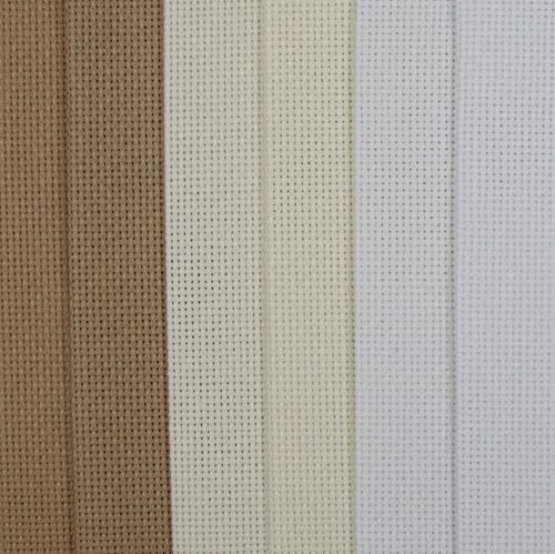 Image of KCS 4 /6 pc of 12 inch x 18 inch(30cmx45cm) 18CT Counted Cotton Aida Cloth Cross Stitch Fabric (6 pc, White+Cream+Khaki)