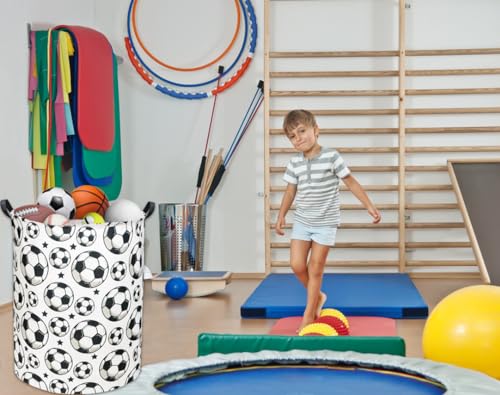 Image of Kids Laundry hamper Baby Hamper for Nursery Boy and Girl Hamper Cute Kids Toys Storage Bin Organizer Soccer Room Decor for Home(Soccer)