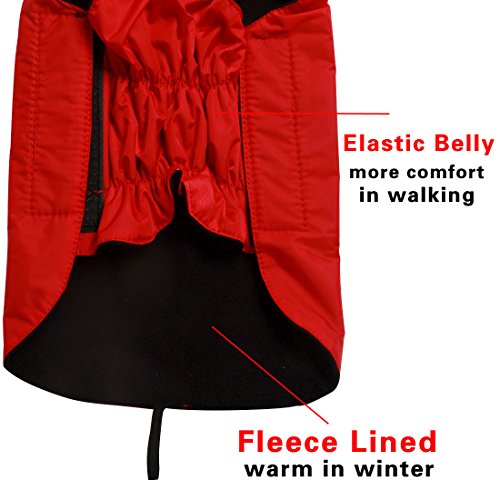 Image of JoyDaog Fleece Lined Warm Dog Jacket for Winter Outdoor Waterproof Reflective Dog Coat Red L