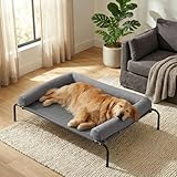 RRPETHOME Large Elevated Cooling Dog Bed, Raised Dog Cot Beds for Large Dogs, Elevated Outdoor Pet Bed, Chew Proof Portable Cooling Pet Cot with Skid-Resistant Feet and Breathable Mesh