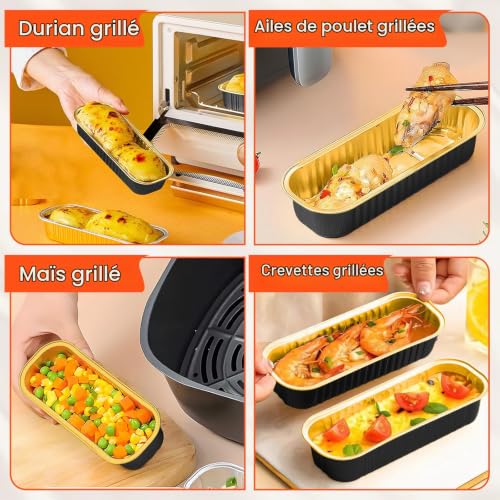 lemgyiamz Plat Aluminium, Barquette Aluminium, Boite Aluminium, Rectangulaire 10 Pièces Boîtes en Aluminium avec Couvercle Contenants Jetables pour Cuisson Grillades et Rangement – vue 9