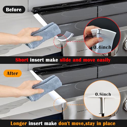 Image of KindGa Stove Gap Covers - 30 Inch Silicone Counter Gap Filler 2 Pack White | 0.2-1 inch gap, seal spill between appliances countertop gas, kitchen Long oven range side gap filler for stove and counter