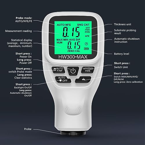 Calibrador digital de espesor de pintura ABS 0-2000um miniatura 7