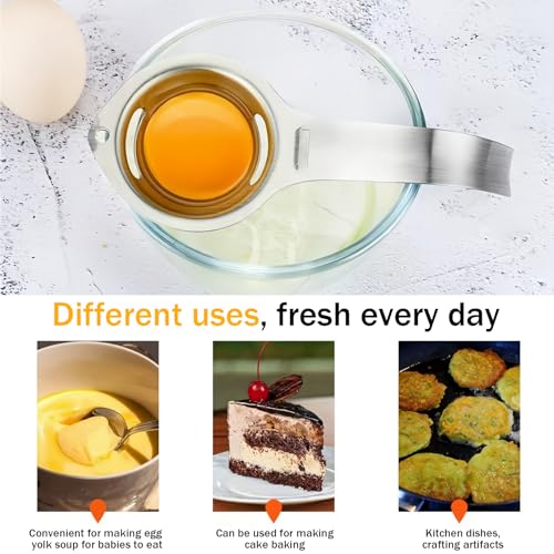 Separatore Professionale in Acciaio Inox per Tuorlo e Albume, Filtro per Uova Bianco Egg Separator Stainless Steel Bianco Uovo Separazione Strumento Cucina Separa Albume Separare Tuorli e Albumi - immagine 3