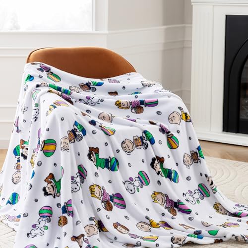 Image of Berkshire Peanuts VelvetLoft Cute Character Snoopy Plush Throw Blanket,Easter Gang 2025 White,Throw 55 in x 70 in (Official Peanuts Product)
