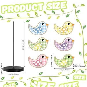 Wenqik 6 pcs spring table decors spring decorations cute colorful birds wooden standing signs table centerpiece holiday tiered tray decor for home kitchen  urban country home decor