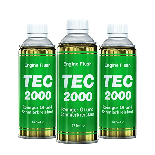 TEC 2000 Motorspülung - 3 x Engine Flush Motorreiniger für Benzin Diesel oder Gasmotoren 375ml Set - Kraftstoffadditiv zur Systemreinigung - Motorpflege Zusatz, 3 x 375ml