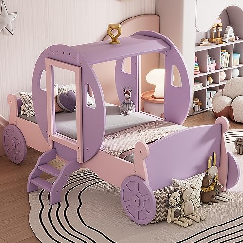 SOFTSEA Princess Twin Bed Frame with Stairs