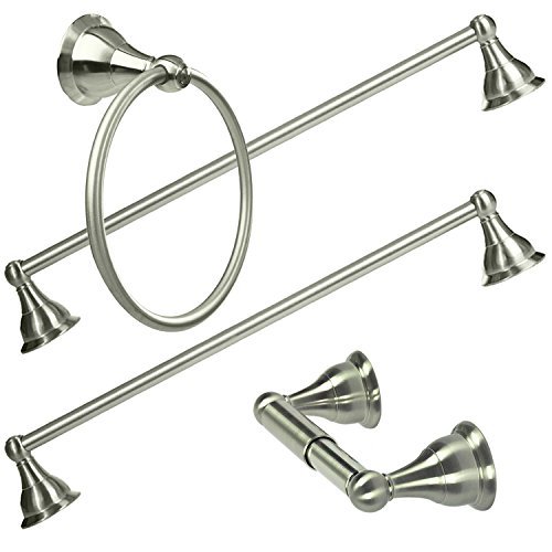 4 Piece Bath Accessory Towel Bar Set, Satin Nickel Amazon.in Home