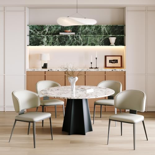 Image of Dining Chairs Set of 4, Faux Leather Dining Chairs, Light Gray