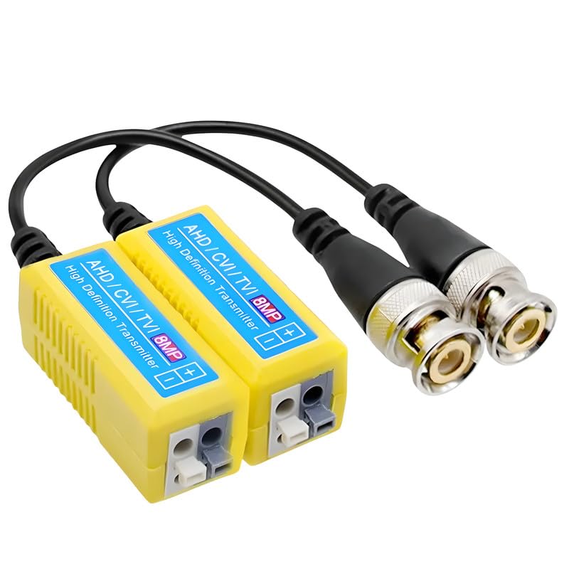 COOLCOLD Video Balun | 8MP (Pack of 1), 4K Passive HD BNC Video Balun Transceiver Transmitter Via Rj45 Cable AHD/TVI/CVI/CVBS for Full HD CCTV DVR Security Surveillance Camera System (Yellow, 1 Pair)-image-37