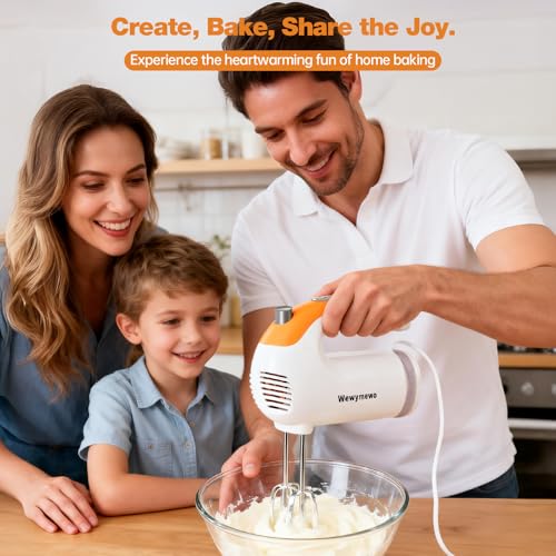 Image of Hand Mixer Electric 300W, 5-Speed Kitchen Egg Beater with 5 Stainless Steel Attachments, Powerful & Compact for Baking Cakes, Bread Dough & More