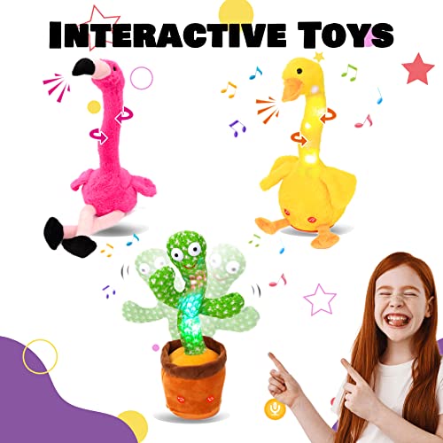 Hopearl Sprechender Flamingo Wiederholt Gesagtes Drehend Elektrisch Interaktiv Animiertes Spielzeug Sprechendes Plüschtier Geschenk für Kleinkinder Geburtstagsfest Urlaub, Rosa, 33 cm