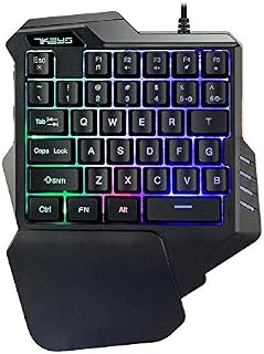 UrChoiceLtd G30 Single-Handed Usb Gaming Keyboard, Wired 35 Keys Rainbow LED Backlit, One-Hand Portable Mini Gaming Keypad, Ergonomic Design with Wrist Rest For PC Laptop Computer (Black) (G30)