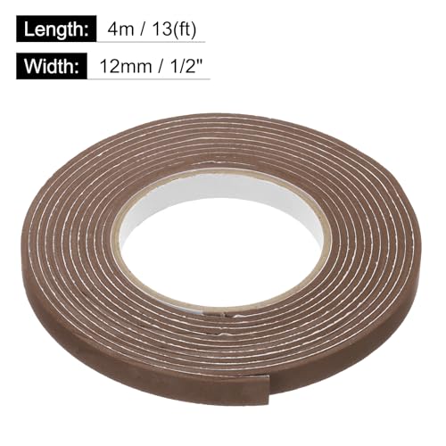 Image of uxcell 4pcs Rolls Single Sided Foam Tape Removeable EVA Sponge Mounting Tape Strong Adhesive Tape Strips(Brown, 13ft x 1 /2 inch x 1 /8 inch) for Home Paint Wall Hanging Poster Decor