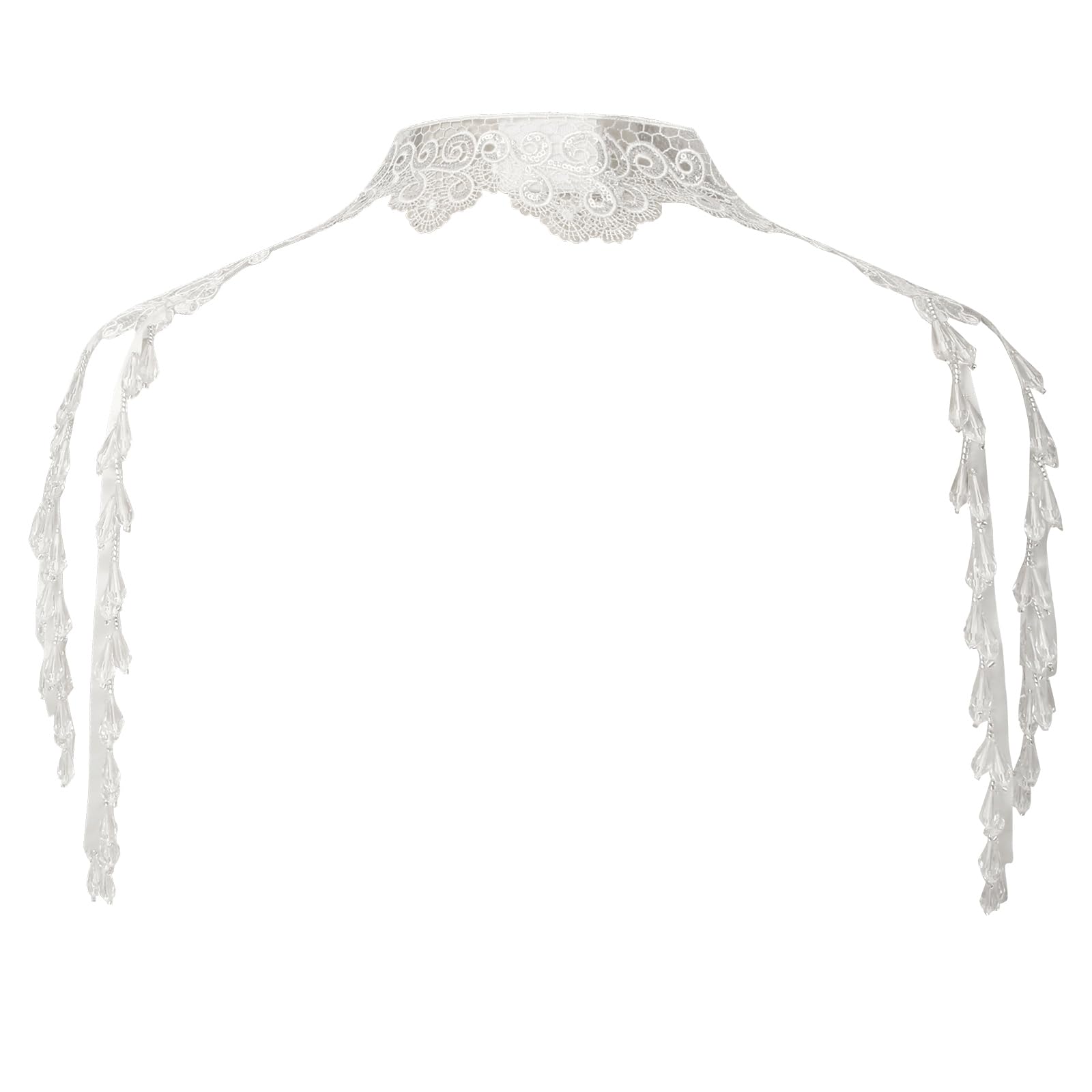 Charmian Women's Steampunk Victorian Chain Shoulder Wrap Cape Collar Choker: One Size White