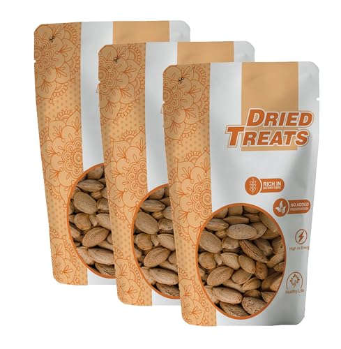Image of Dried Treats Kagazi Badam 750 Grams (250 Grams X 3) - Thin Shell Almonds | Packed with Protein, Fiber, and Vitamins - Easy to Crack, Supports Brain Health and Boosts Energy - Great Snack Option for Office, School, or Fitness Enthusiasts